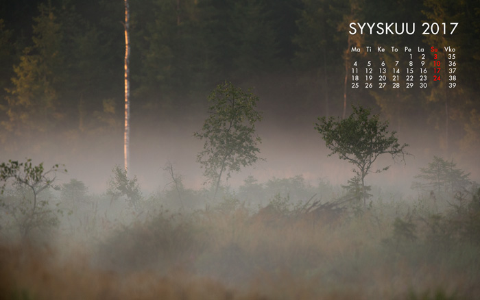 Syyskuun kalenteri 2017